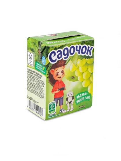 Nektar jabłkowo-winogronowy Sadochok klarowany 0,2L pasteryzowany