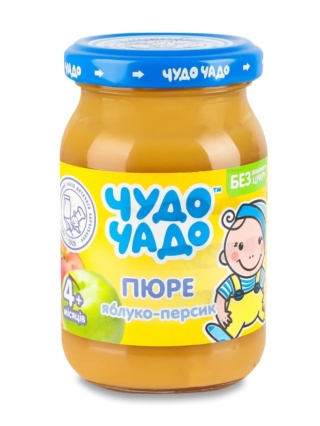 Puree jabłkowo-brzoskwiniowe Chudo-Chado bez dodatku cukru homogenizowane sterylizowane 170g słoik
