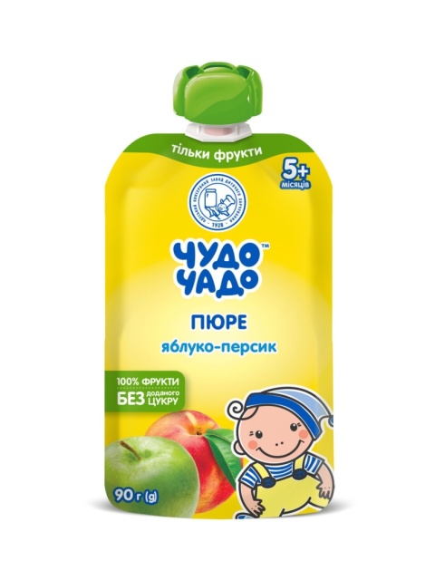 Puree jabłkowo-brzoskwiniowe Chudo-Chado bez dodatku cukru homogenizowane sterylizowane 90g